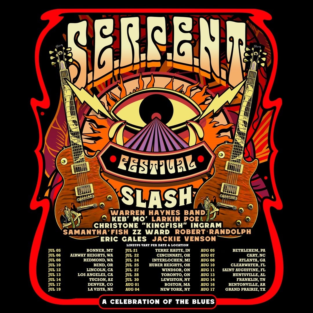 SLASH  Announces S.E.R P.E.N.T. Festival: -Solidarity, Engagement, Restore, Peace, Equality N’ ToleranceA Celebration of the Blues North American Tour Summer  2024