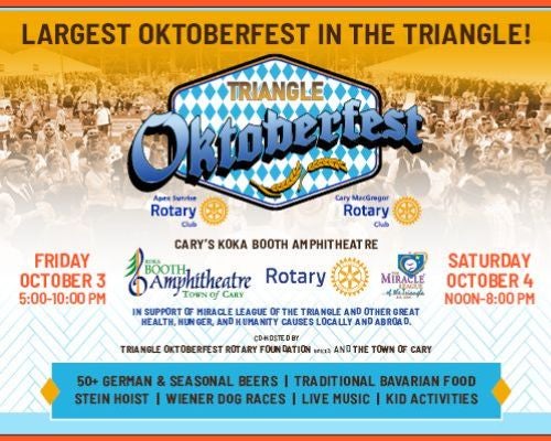 Apex Sunrise & Cary MacGregor Rotary Clubs’ Announce 11th Annual Triangle Oktoberfest for October 3rd and 4th, 2025